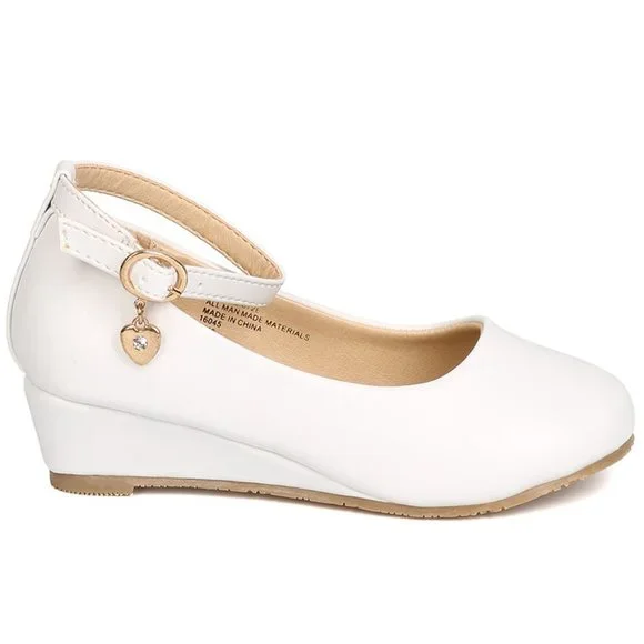Little Angel Shoes Toddler Girls Pu Mini Wedge Pumps Dangling